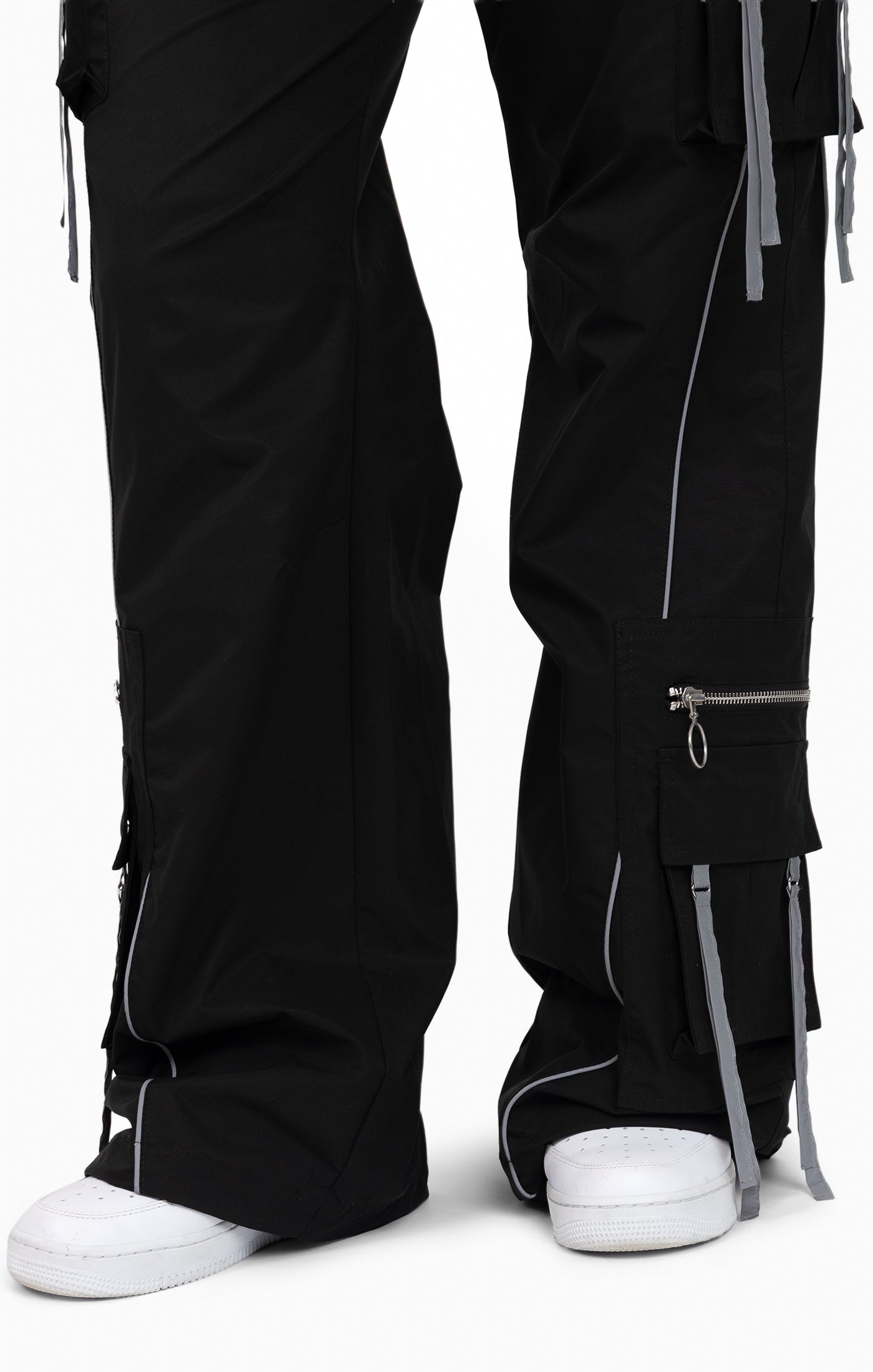 Strappy Utility Wide Leg Pants W/ Belt - Black