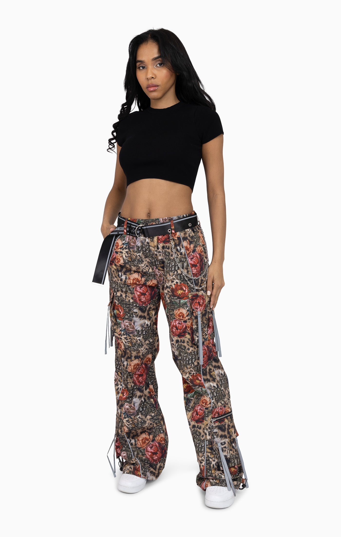 Strappy Utility Wide Leg Pants W/ Belt - Blushclaw Camo