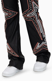 PU Leather Embellished Pants - Peony