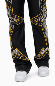 PU Leather Embellished Pants - Solar Power