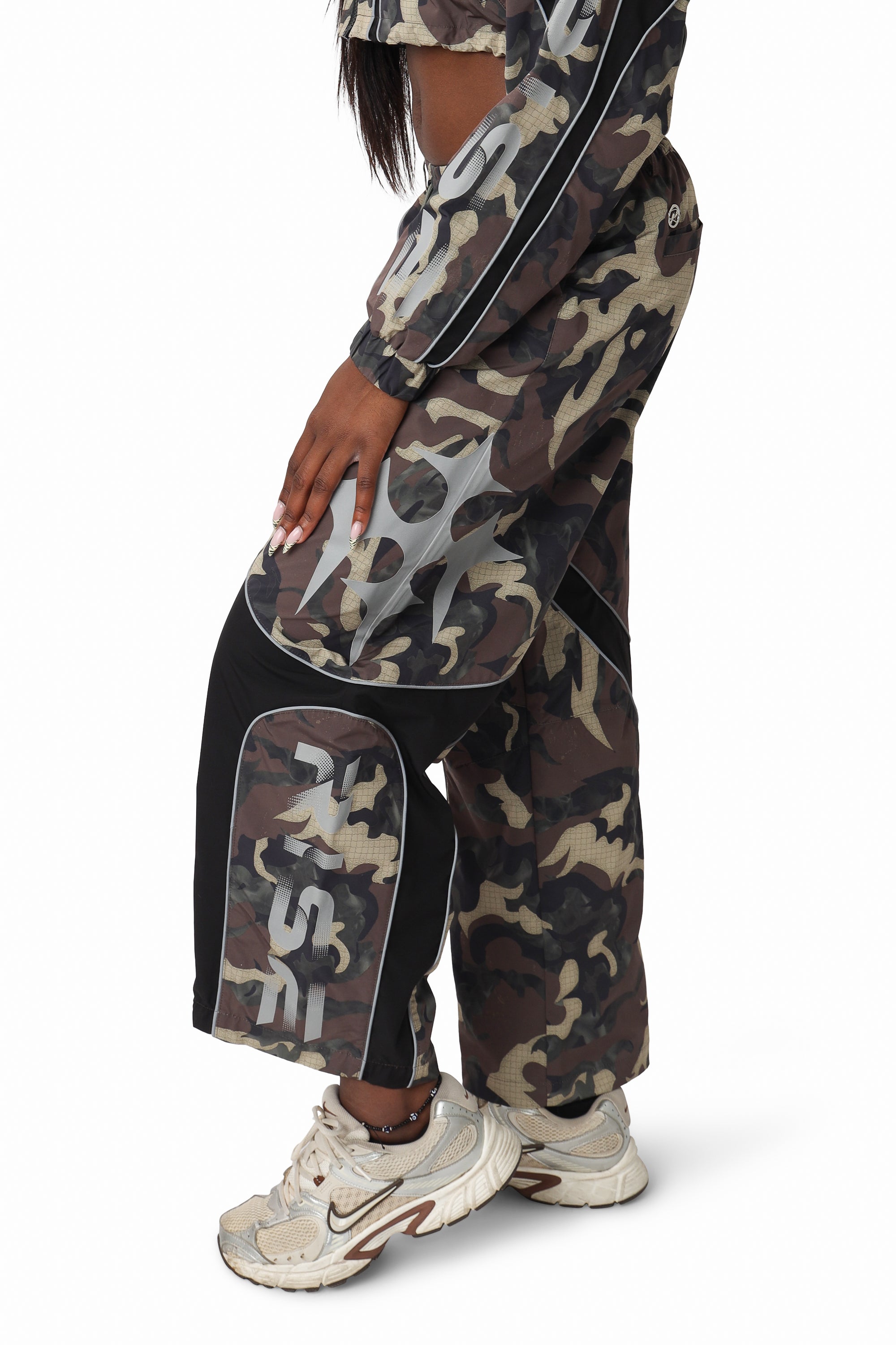 Paneled Camo Pants - Black