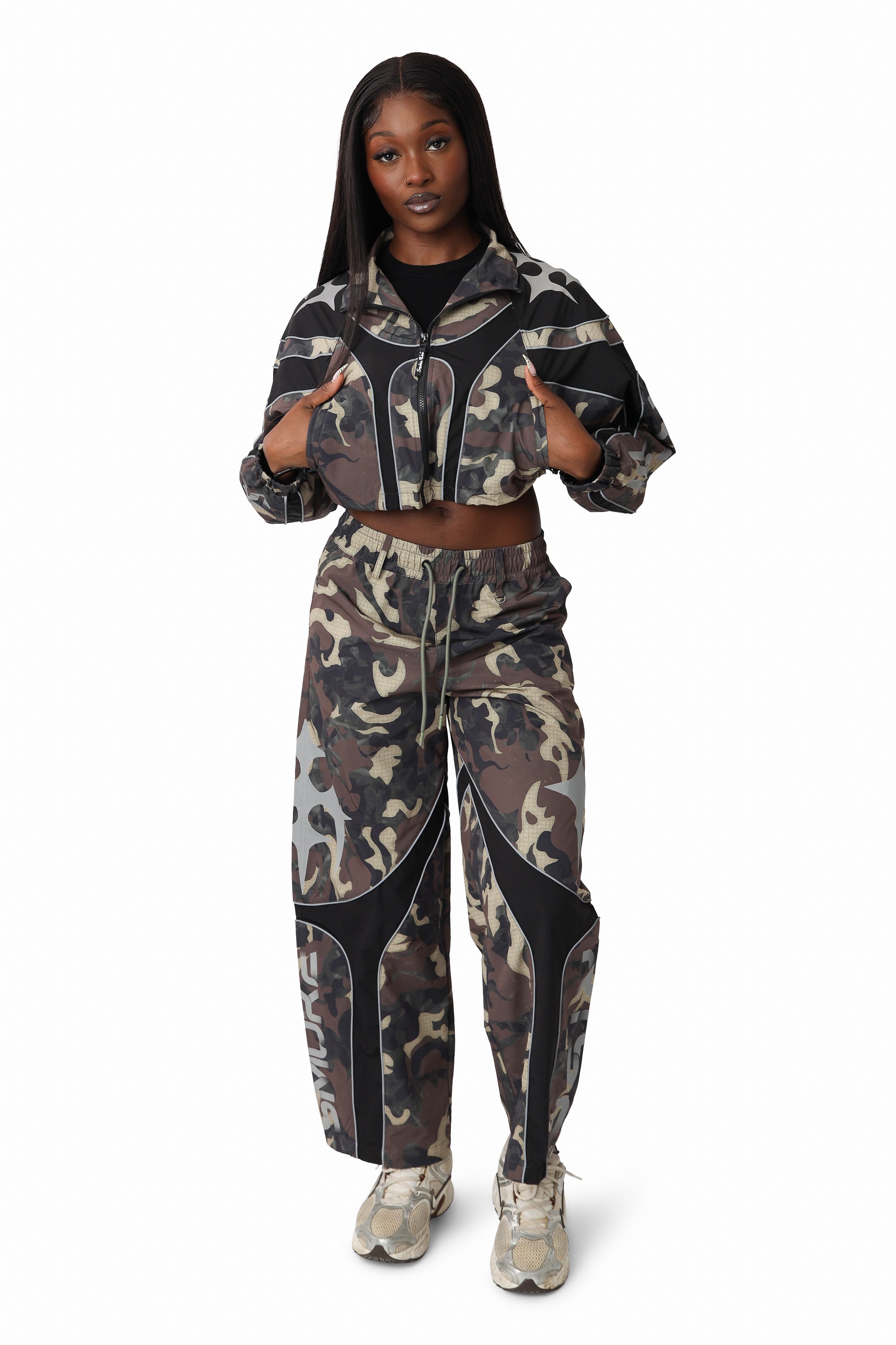 Paneled Camo Pants - Black