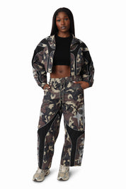 Paneled Camo Pants - Black