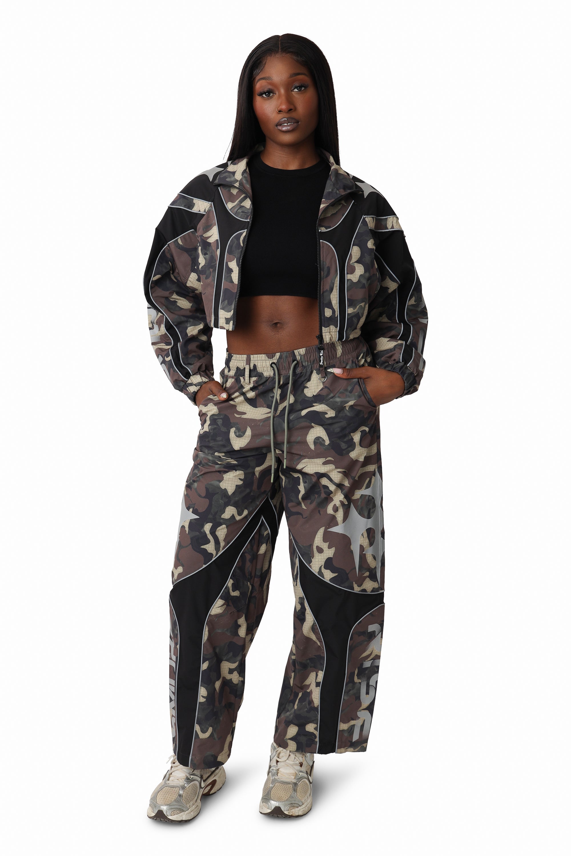 Paneled Camo Pants - Black