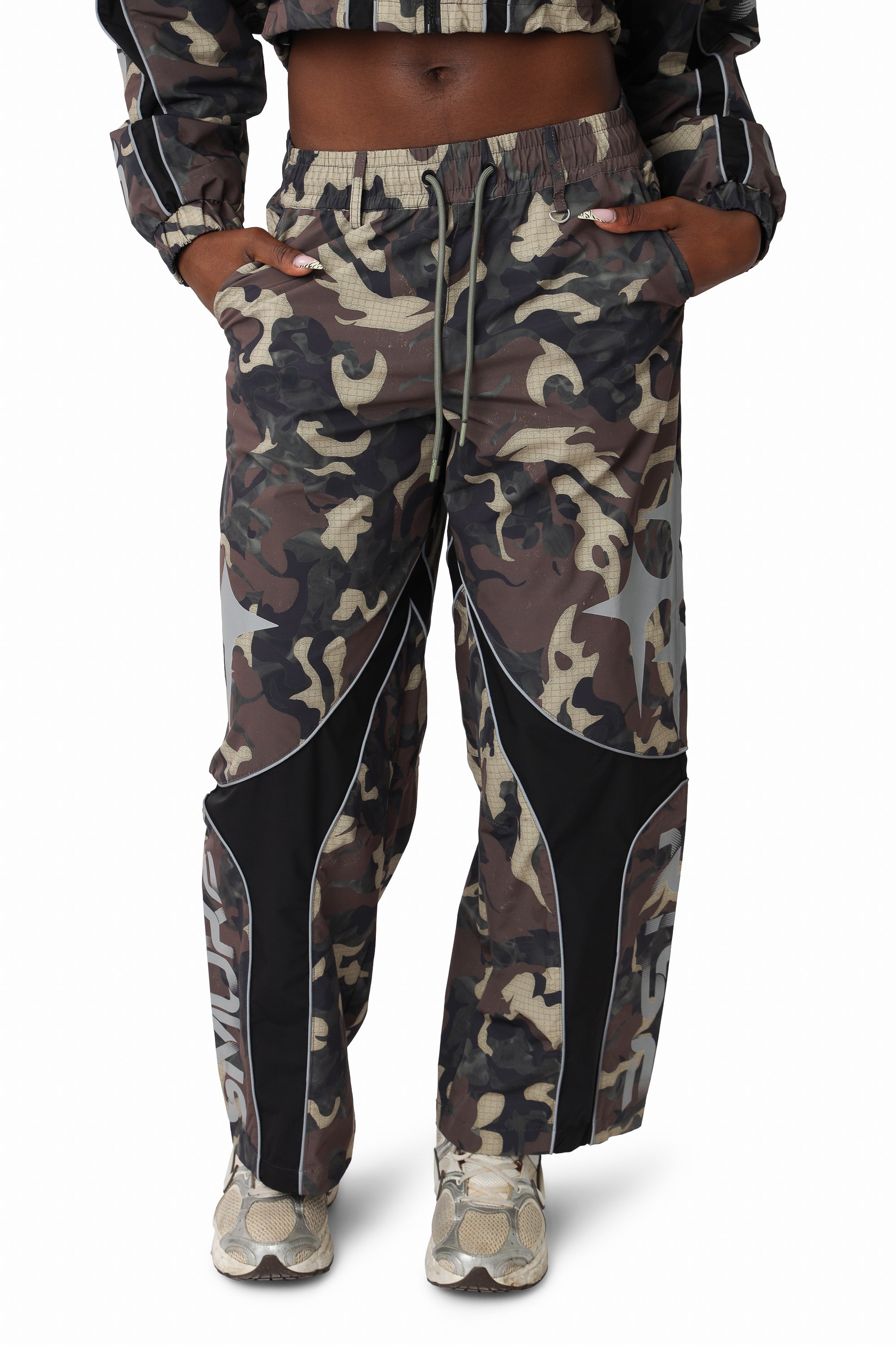 Paneled Camo Pants - Black