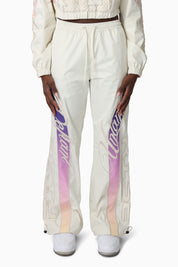 Embroidered Gradient Paneled Pants - Gardenia