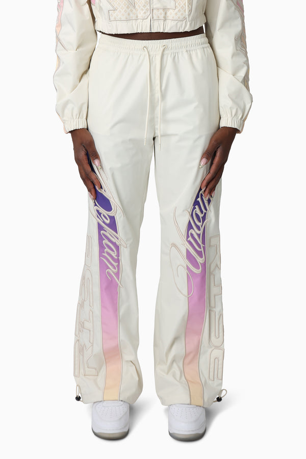 Embroidered Gradient Paneled Pants - Gardenia