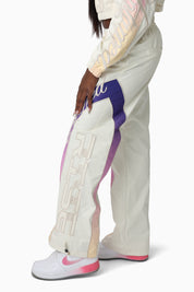 Embroidered Gradient Paneled Pants - Gardenia