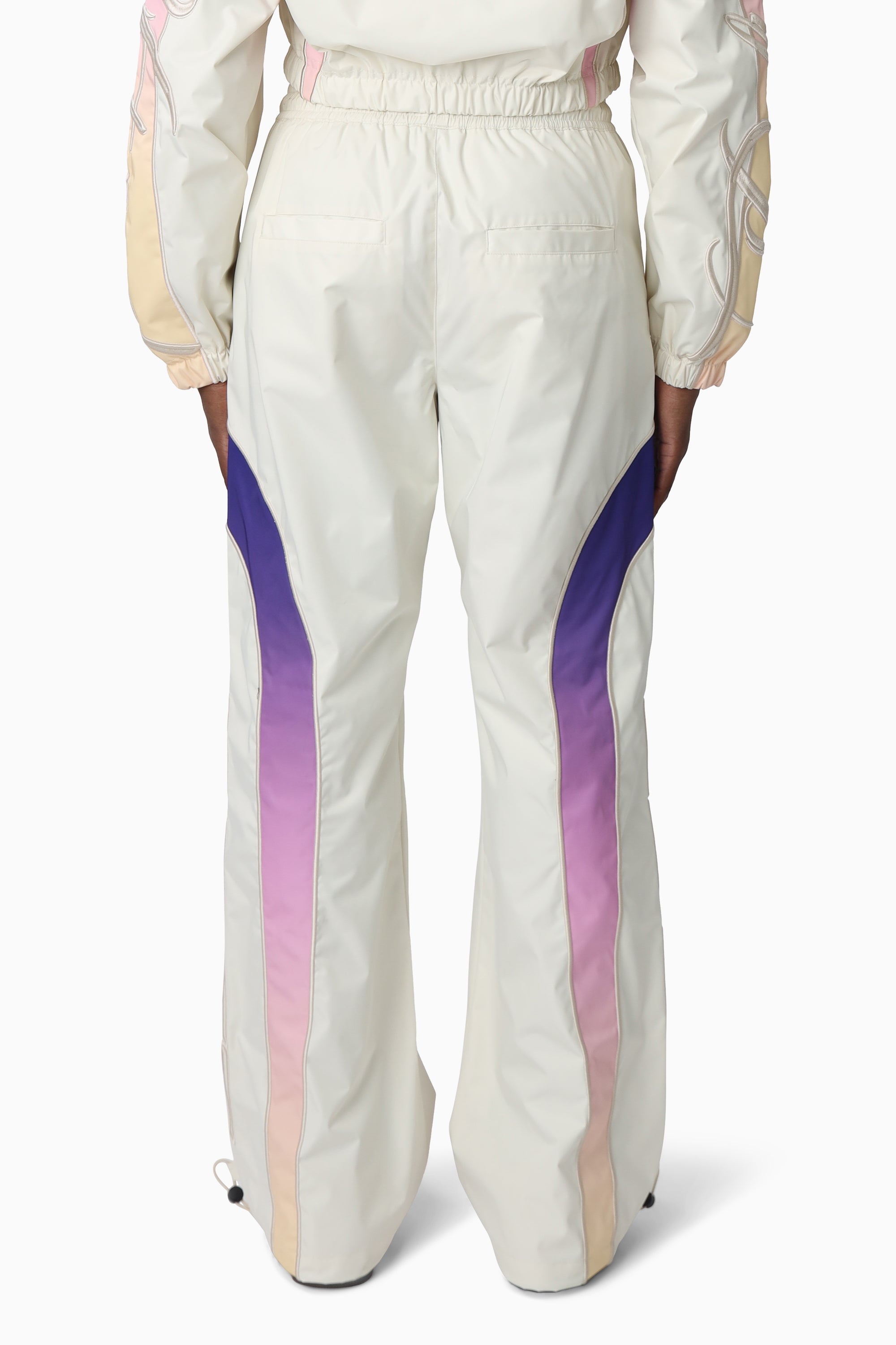 Embroidered Gradient Paneled Pants - Gardenia