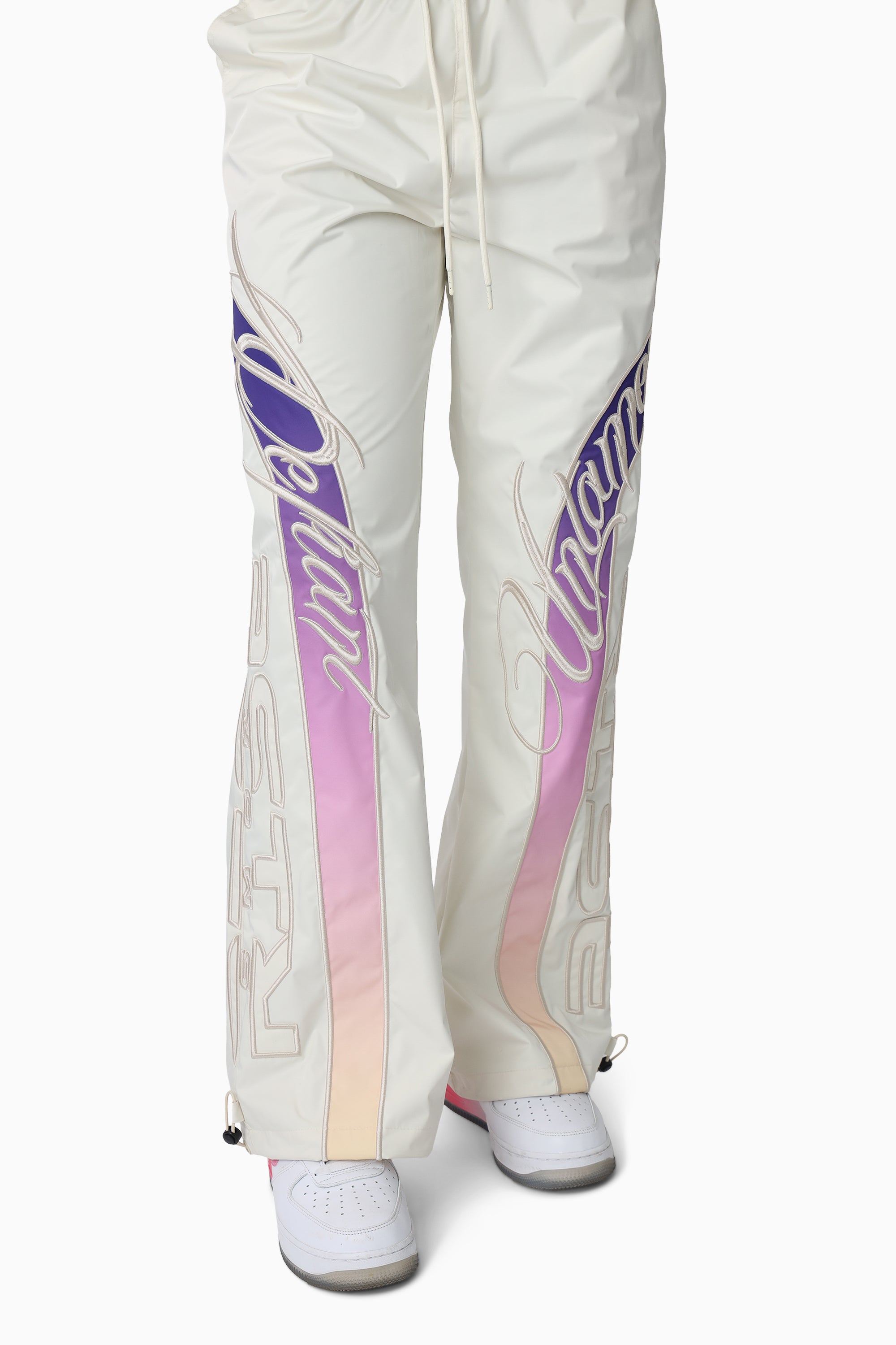 Embroidered Gradient Paneled Pants - Gardenia