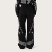 Wide Leg Track Pants - Black