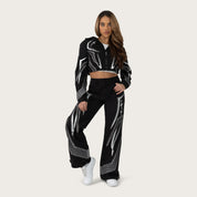 Wide Leg Track Pants - Black