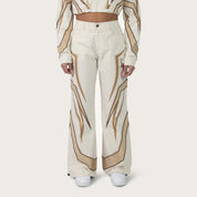 Wide Leg Track Pants - Oatmeal