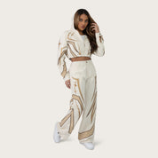 Wide Leg Track Pants - Oatmeal