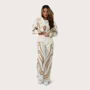 Wide Leg Track Pants - Oatmeal