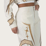 Wide Leg Track Pants - Oatmeal