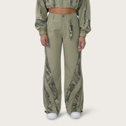 Wide Leg Chain Pants - Oil Green