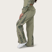 Wide Leg Chain Pants - Oil Green