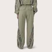 Wide Leg Chain Pants - Oil Green