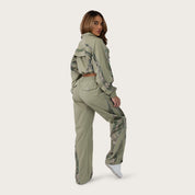 Wide Leg Chain Pants - Oil Green