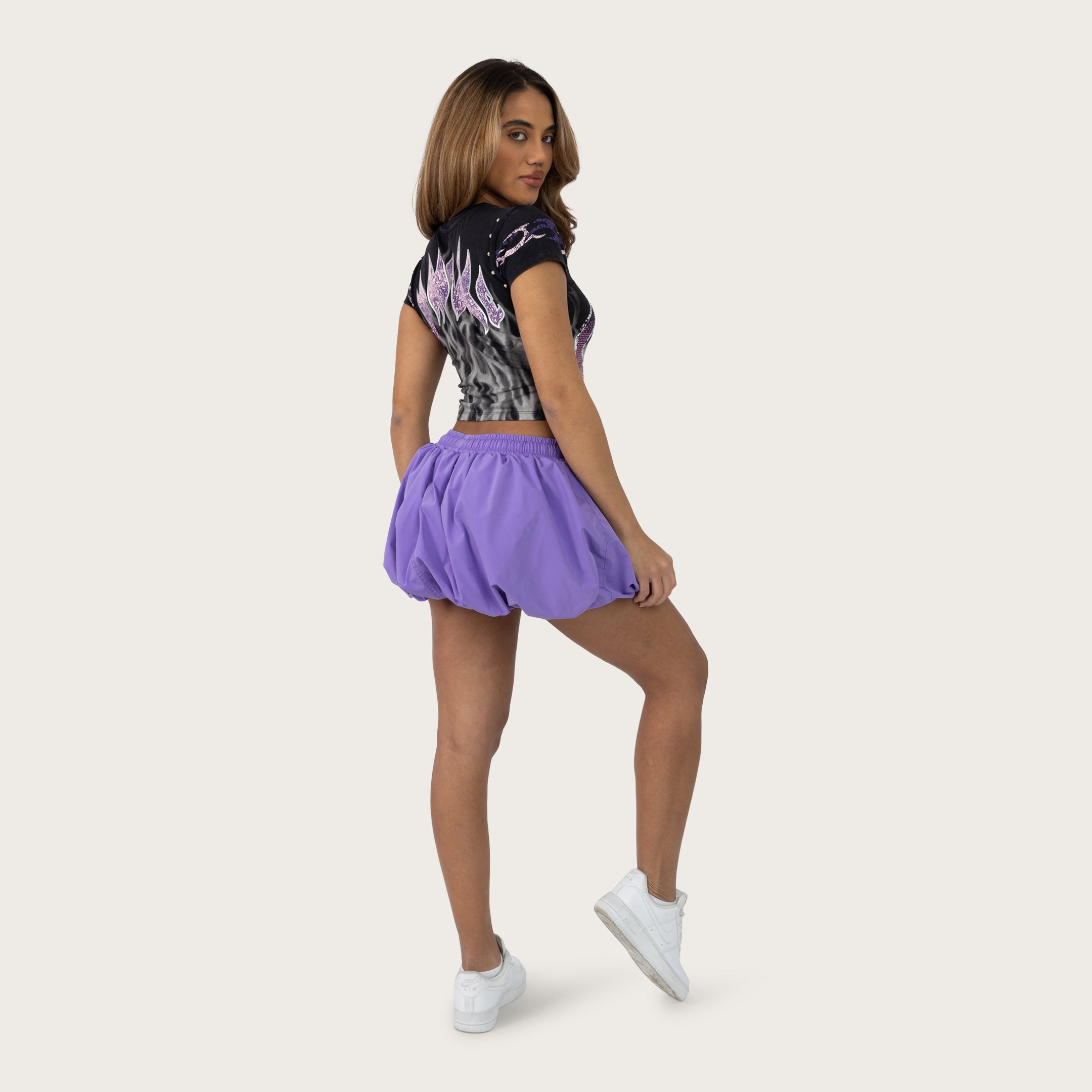 Windbreaker Bubble Skirt - Chalk Violet