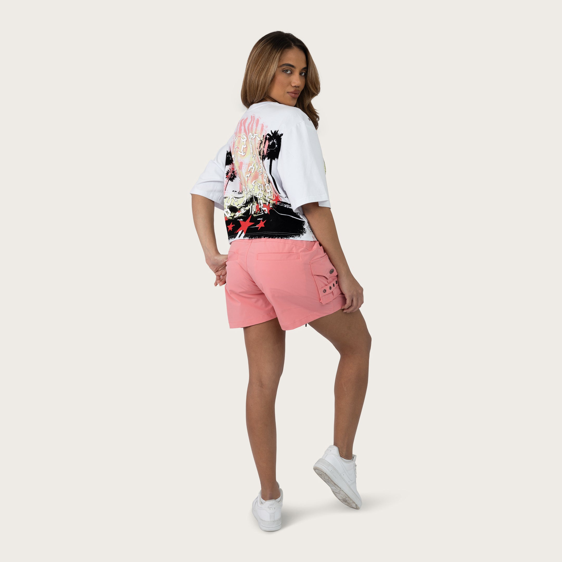 Slouched Windbreaker Cargo Shorts - Strawberry Pink