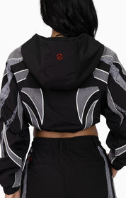 Rhinestone Panel Windbreaker Jacket - Black