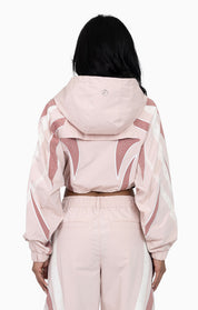 Rhinestone Panel Windbreaker Jacket - Blush Powder