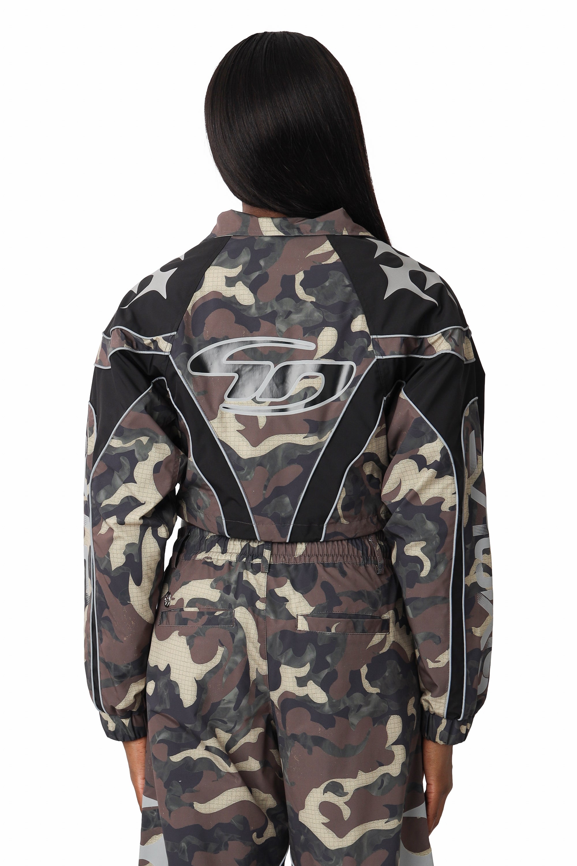 Paneled Camo Jacket - Black