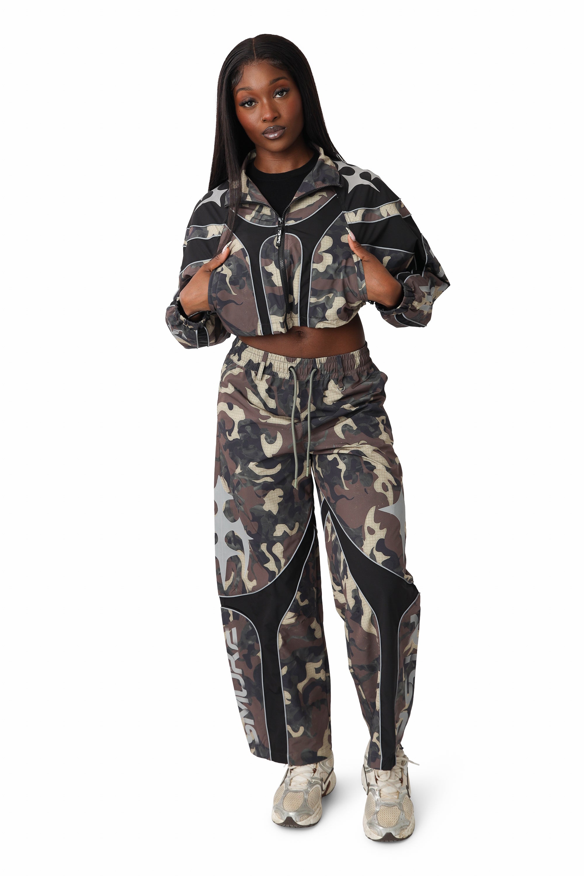 Paneled Camo Jacket - Black