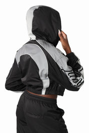 Embroidered Gradient Paneled Jacket - Black