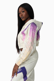 Embroidered Gradient Paneled Jacket - Gardenia