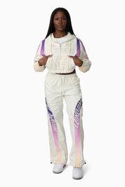 Embroidered Gradient Paneled Jacket - Gardenia