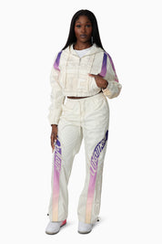 Embroidered Gradient Paneled Jacket - Gardenia