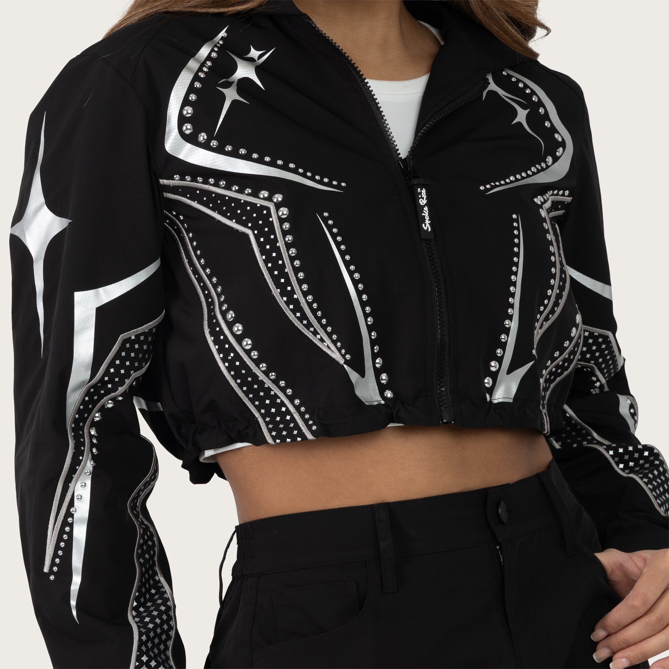 Short Windbreaker Track Jacket - Black