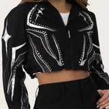 Short Windbreaker Track Jacket - Black
