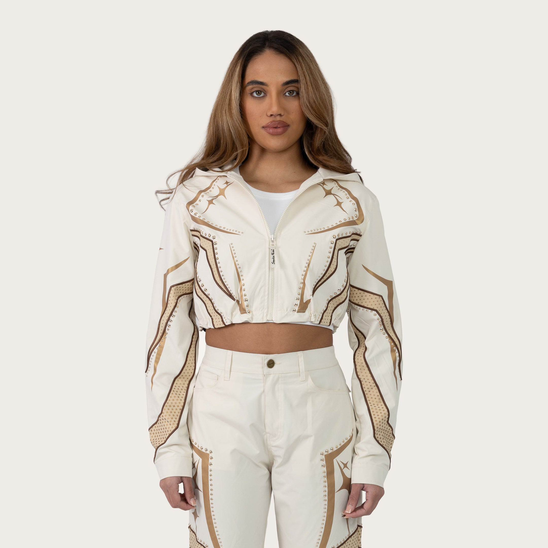 Short Windbreaker Track Jacket - Oatmeal