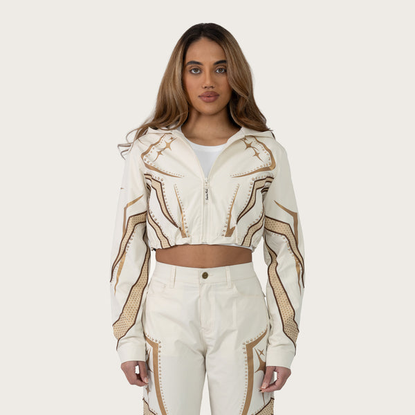Short Windbreaker Track Jacket - Oatmeal