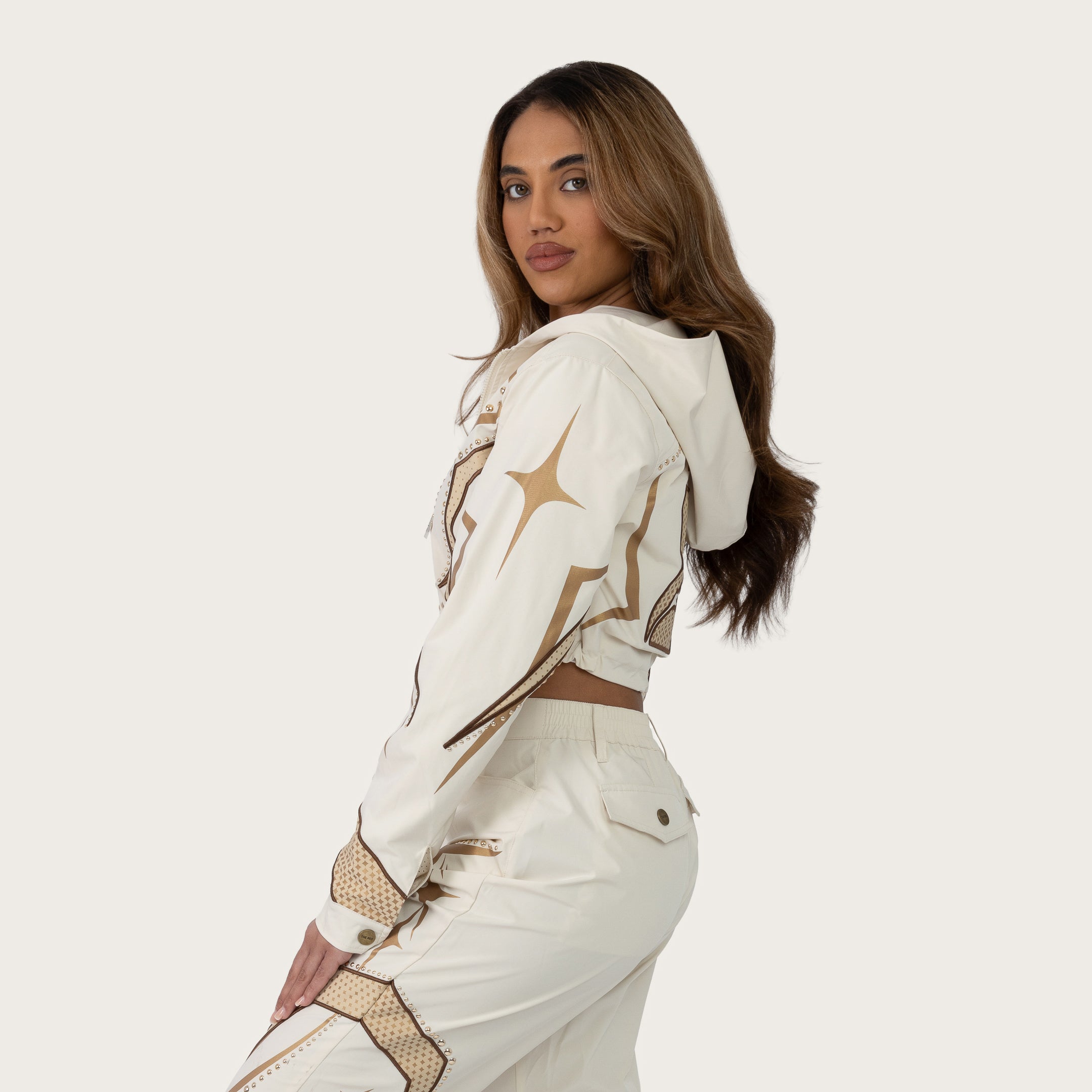 Short Windbreaker Track Jacket - Oatmeal