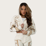 Short Windbreaker Track Jacket - Oatmeal