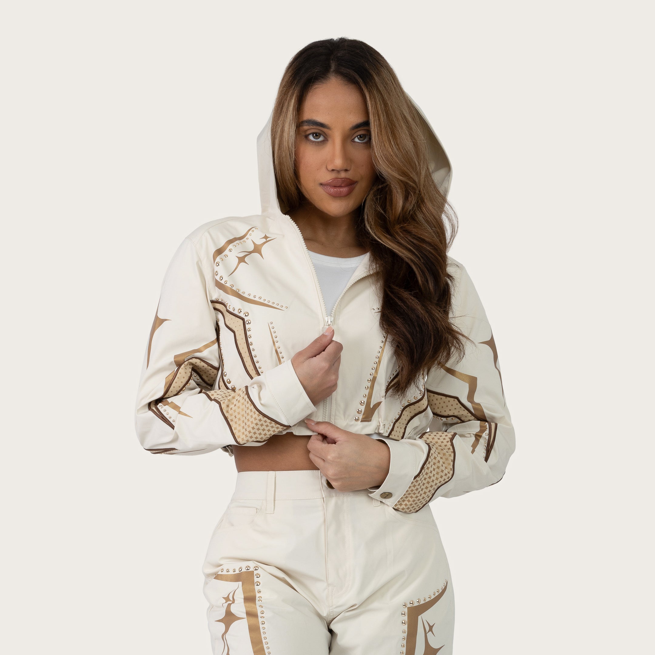 Short Windbreaker Track Jacket - Oatmeal