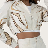 Short Windbreaker Track Jacket - Oatmeal