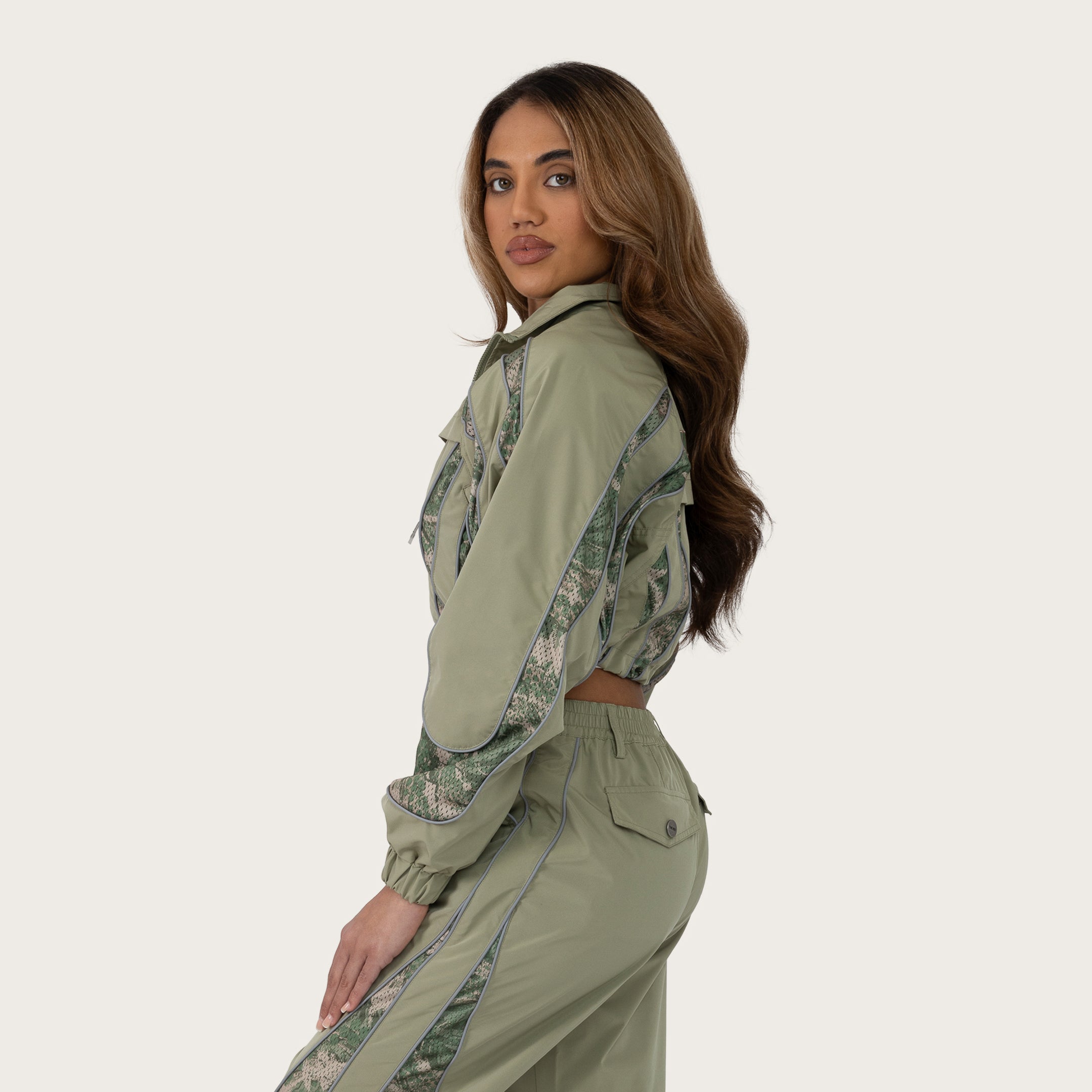 Wide Oversized Raglan Jacket - Oil Green