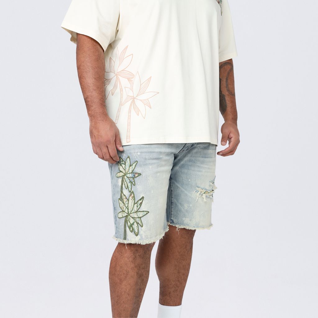 Big and Tall - Tapestry Patched Jean Shorts