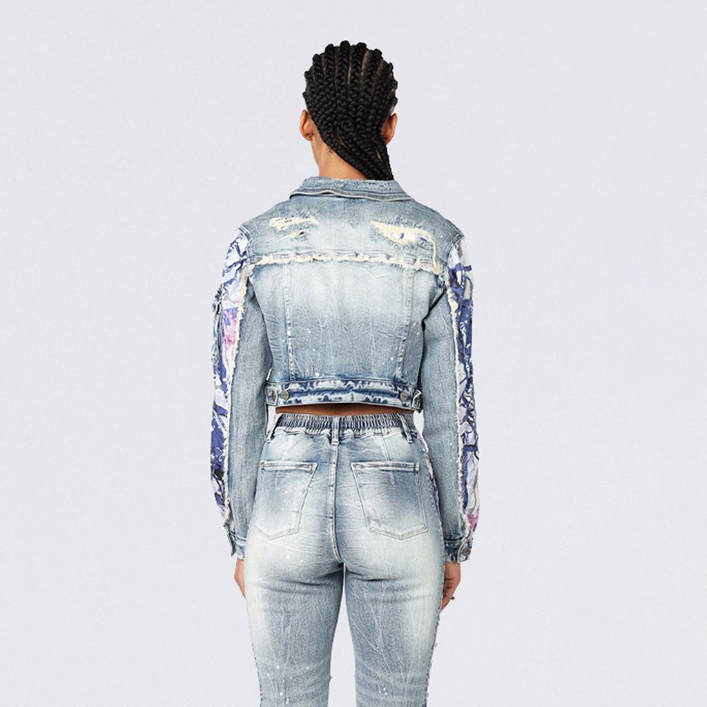 Cropped Mixed Media Jean Jacket