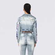 Cropped Mixed Media Jean Jacket