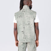 Splatter Print Twill Utility Vest