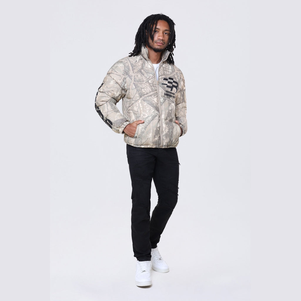 Smoke Rise Printed Puffer Jacket - Khaki Hunting Camo