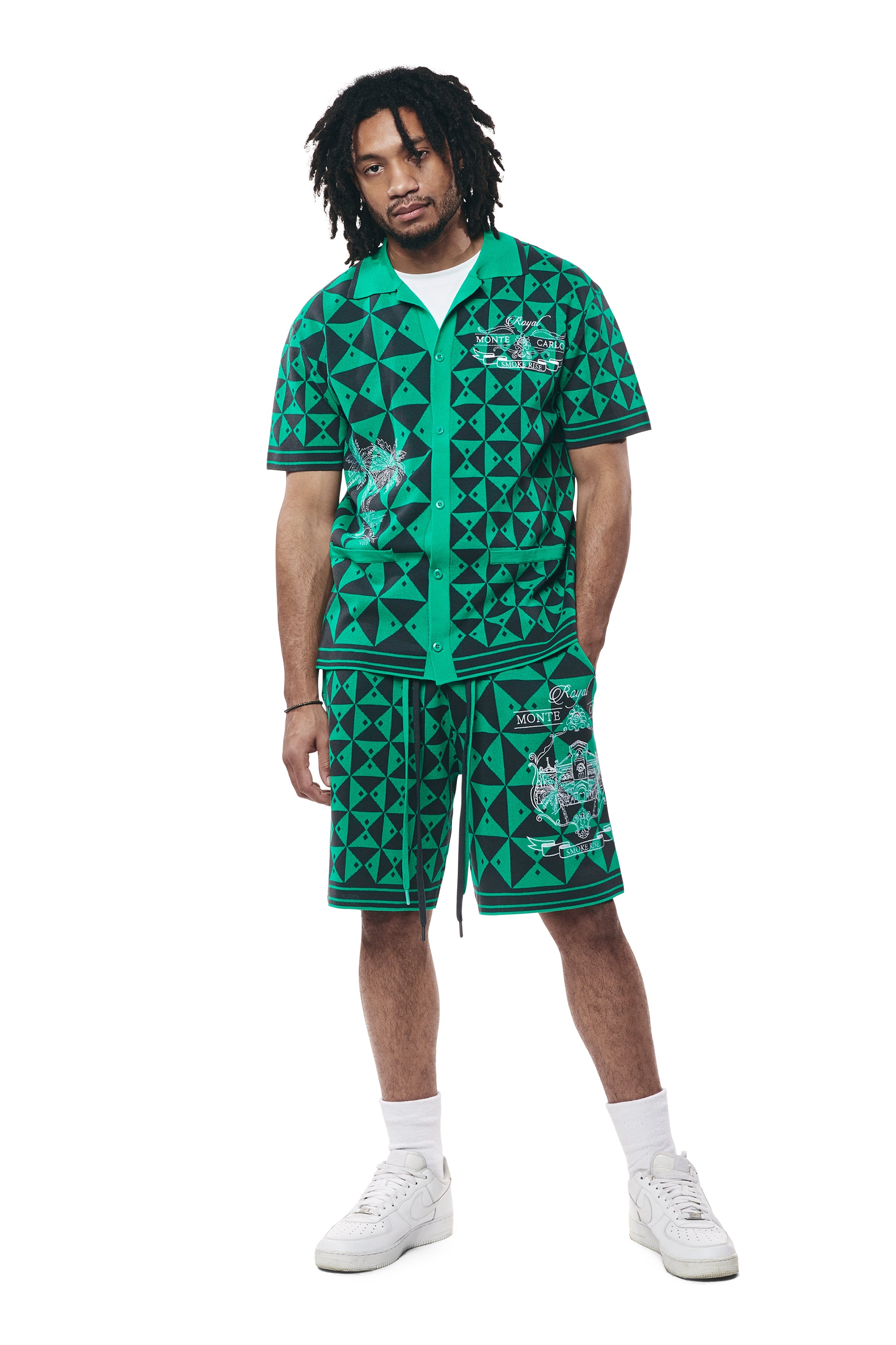Smoke Rise Jacquard Knit Shorts - Green