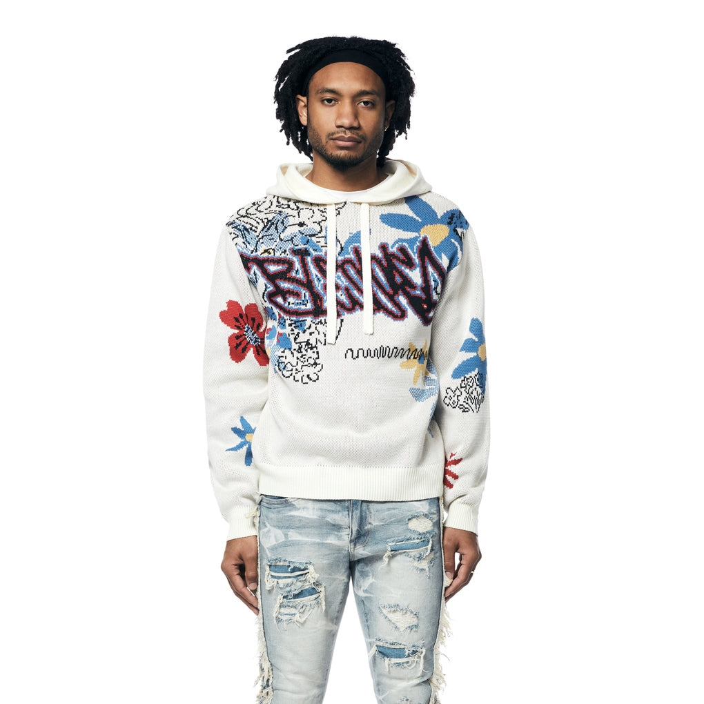 Smoke Rise Jacquard Sweater Hoodie - Ecru